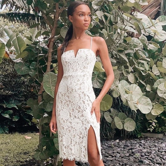Lulus Dresses & Skirts - Lulu's Amazing Allure White Crochet Lace Bodycon Midi Dress